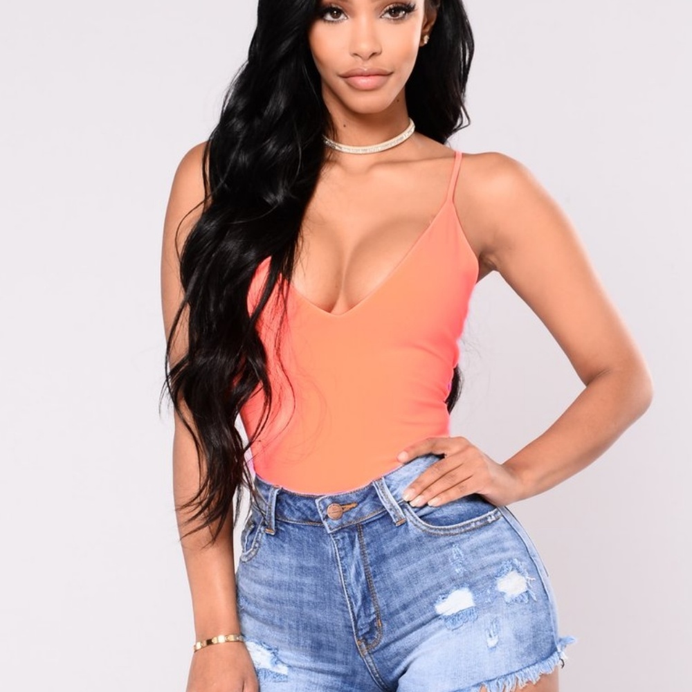 Neon Coral / Pink Fashion Nova Bodysuit